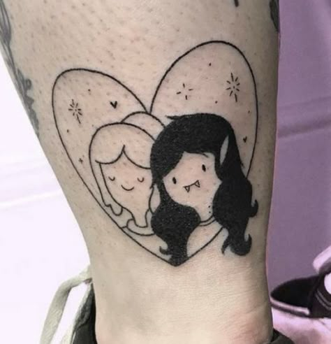 Marceline Tattoo, Bubblegum And Marceline, Adventure Time Tattoo, Marceline And Princess Bubblegum, Marceline And Bubblegum, Armband Tattoos, Kawaii Tattoo, Cute Tiny Tattoos, Stylist Tattoos