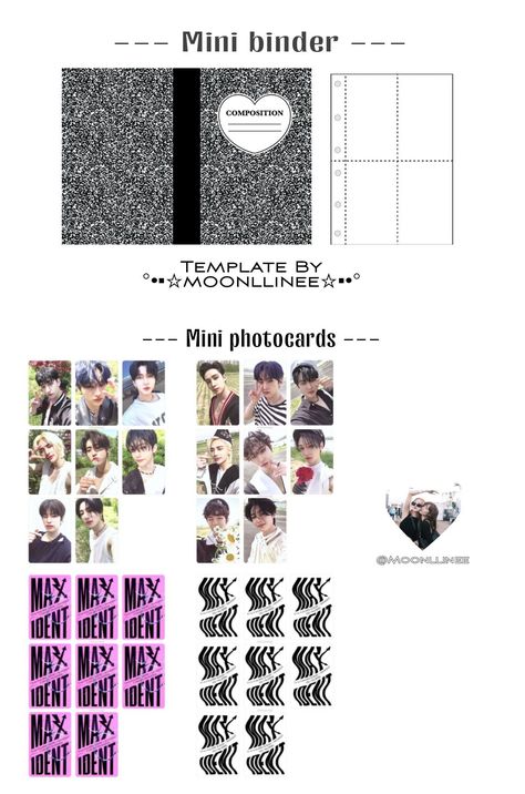 Mini Photocard Template, Kpop Papercraft, Maxident Photocards, Binder Kpop, Papercraft Templates Printables, Mini Photocard, K Crafts, Kpop Diy, Paper Toys Template