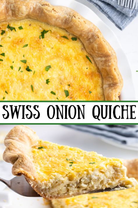 Swiss Onion Quiche recipe from RecipeGirl.com #swiss #onion #quiche #recipe #RecipeGirl Easy Tart Recipes, Onion Quiche, Viral Recipes, Sweet Onions, Brunch Casserole, Cheese Baked, Egg Custard, Quiche Recipe, Savory Tart