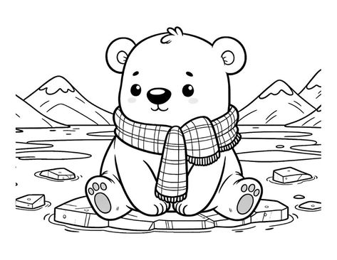 Free Polar Bear Coloring Pages For Kids Polar Bear Coloring Pages, Polar Bear Coloring Page, Polar Bear Color, Ornaments Ideas, Snowflake Sticker, Lion King Birthday, Free Printable Birthday Invitations, King Birthday, Bear Coloring Pages