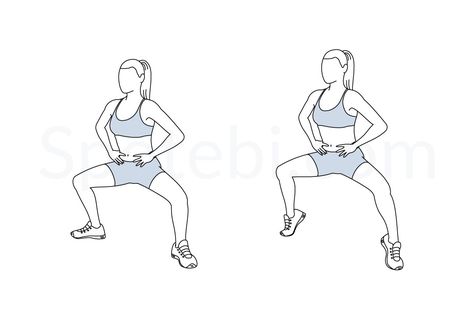 Plie squat calf raise exercise guide with instructions, demonstration, calories burned and muscles worked. Learn proper form, discover all health benefits and choose a workout. Circuit Exercises, Calf Raises Exercise, Core Workout Routine, Exercise Board, Plie Squats, Hip Flexor Exercises, Calf Exercises, Back Yoga, Personal Training Studio