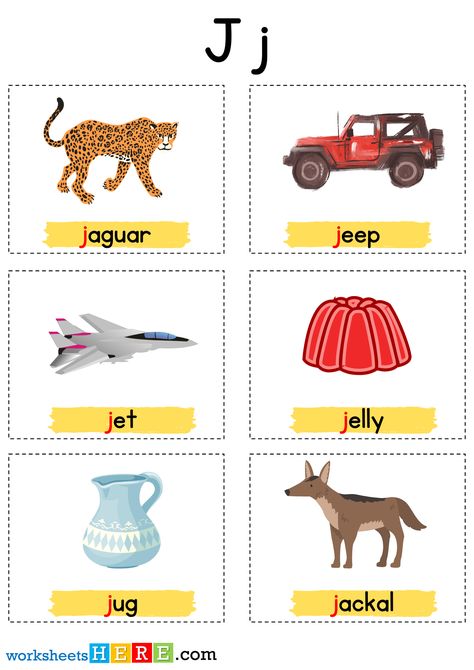 Things That Start With The Letter J, Letter J Pictures, Letter With Pictures, Letter J Activities, J Letter, J Words, Words List, Word Form, Letter N Words