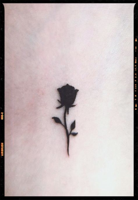 Rose Tattoo Danty, Solid Rose Tattoo, Tiny Black Rose Tattoo, Small Solid Tattoo Cover Up, Small Solid Black Tattoo, Cover Up Small Tattoos, Solid Black Tattoo Cover Up, Withered Rose Tattoo, Minimalist Tattoo Rose