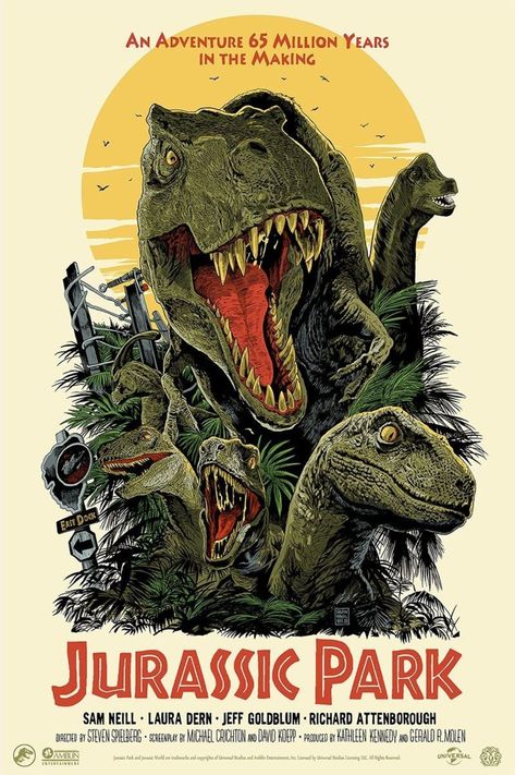 Jurassic Park Poster, Mondo Posters, Jurassic World 3, Life Finds A Way, Jurassic Park Movie, Jurassic Park 1993, Dinosaur Posters, The Iron Giant, Film Posters Art