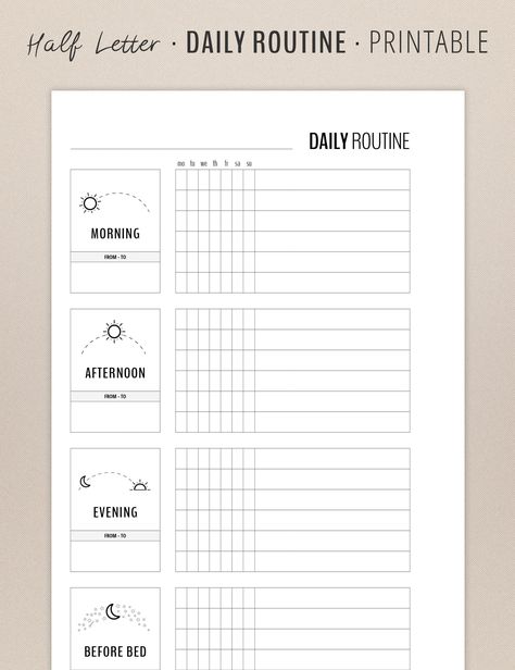 Daily Habit Tracker Printable, Morning Routine Printable, Daily Habit Tracker, Routine Printable, Daily Routine Planner, Morning Routine Checklist, Routine Checklist, Habit Tracker Printable, Time Planner