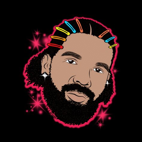 A digitally drawn portrait of Drake from his recent album #forthedogs …. #drake #champagnepapi Drake Cartoon, Drake Fan Art, Drake Art, Water Slide, The Dogs, Colorful Pictures, Harley Quinn, Drake, Album Covers