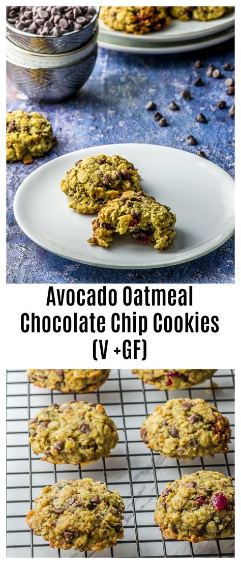 Avocado Cookies Recipes, Avocado Chocolate Chip Cookies, Avocado Cookies Healthy, Avocado Biscuits, Avocado Oatmeal, Avocado Cookies, Breakfast Avocado, Healthy Avocado, Keto Treats