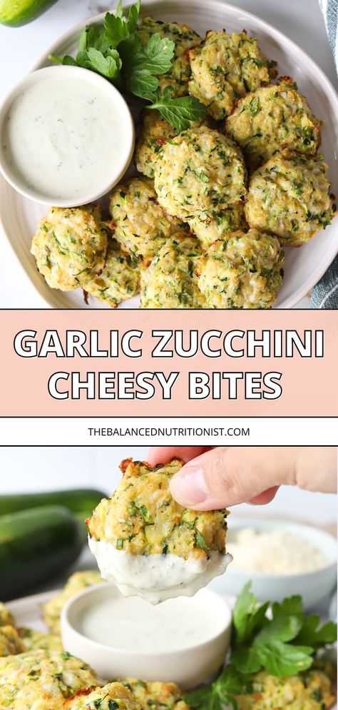 Try these baked zucchini balls for a tasty vegetarian appetizer bite or zucchini side dish. Made with a mix of cheese and garlic, the best cheesy garlic Parmesan zucchini bites are a flavorful treat. These baked zucchini bites are perfect for any meal or party. Zucchini Balls Recipe, Zucchini Cheese Bites, Zucchini Garlic Bites, Parmesan Zucchini Bites, Zucchini Balls, Garlic Parmesan Zucchini, Zucchini Side Dish, Garlic Bites, Zucchini Side Dish Recipes