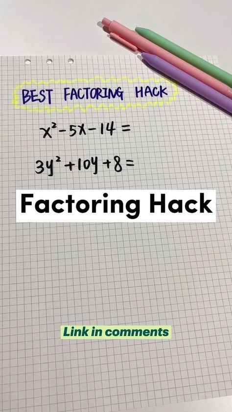 Factoring Hack!! #math #studyapp @cameramath in 2022 | Math tricks, High school life hacks, High school hacks Math Tricks High School, Math Study Guide, Nursing Study Tips, Mental Maths Worksheets, Teaching Math Strategies, Math Tips, School Life Hacks, High School Life Hacks, Math Tutorials