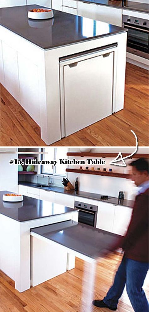 25 Clever Hideaway Projects You Want To Have at Home Hidden Table, Kitchen Island Storage, Diy Kitchen Table, Tuscan Kitchen, Interior Kitchen, Little Kitchen, Kitchen Islands, Tiny Kitchen, Trendy Home