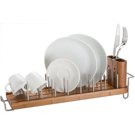 The Dish Drainer: An Overlooked Kitchen’s Essential | eatwell101.com Dish Rack Design, Kitchen Dish Rack, Bamboo Dishes, Best Kitchen Sinks, Kitchen Sink Storage, Kitchen Countertop Materials, Dish Drainers, Dish Rack, Bamboo Design