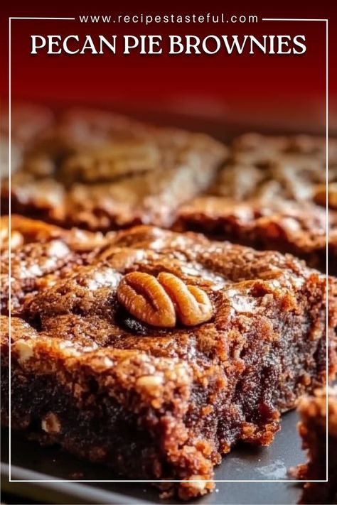 These Pecan Pie Brownies are a delightful combination of rich, fudgy brownies topped with a sweet and gooey pecan pie filling. Perfect for dessert lovers, this recipe merges two classic treats into one decadent dessert. Easy to make and incredibly satisfying, these brownies are sure to impress your family and friends! Gooey Pecan Pie, Pecan Pie Brownies, Pie Brownies, Pecan Pie Filling, Brownie Toppings, Dessert Easy, Dessert Lover, Fudgy Brownies, Pecan Pie