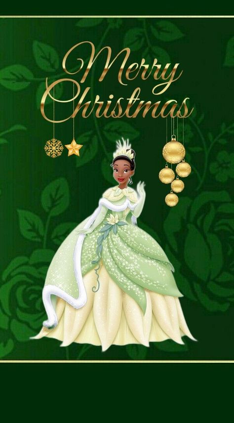 Princess Tiana Christmas, Christmas Disney Princess, Tinkerbell Christmas Wallpaper, Christmas Tinkerbell, Frog Princess Disney, Frog Wallpaper, Christmas Musical, Merry Christmas Pictures, Office Christmas Decorations