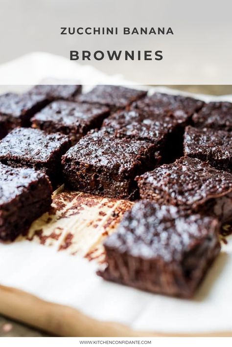 Zucchini Banana Brownies – zucchini, bananas, and quinoa make these the perfect, better-for-you chocolate treat in the summer! These chocolate fudgy brownies that will entice even the pickiest eaters. #brownies #zucchinibrownies #bananabrownies #delicious | kitchenconfidante.com  @kitchconfidante Banana Zucchini, Zucchini Banana, Cheesecake Oreo, Banana Brownies, Homemade Strawberry Sauce, Easy Gluten Free Desserts, Fall Baking Recipes, Homemade Snickers, Easter Desserts Recipes