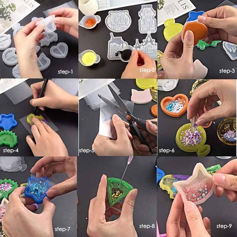 How to Make Resin Shakers DIY - FROM START TO FINISH Shakers Diy, Diy Resin Keychain, Resin Shakers, Diy Uv Resin, Shaker Charm, How To Make Resin, Clear Plastic Sheets, Heart Moon, Handmade Keychains