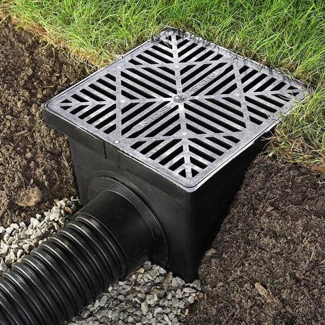 Yard Drainage System, Yard Drain, Gutter Drainage, Drainage Ideas, Catch Basin, French Drains, Landscape Drainage, Backyard Drainage, Yard Drainage