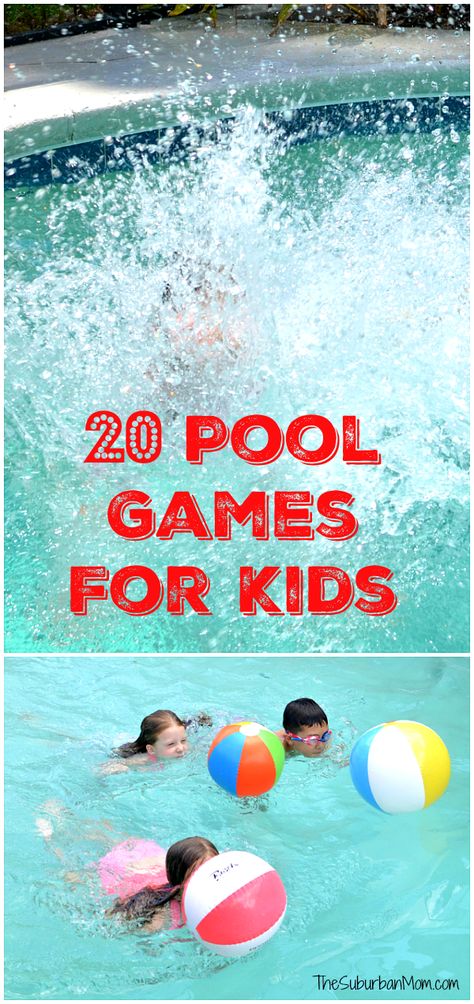 Pool Games Kids, Pool Games For Kids, Pool Party Activities, Fun Pool Games, Swimming Games, Swimming Pool Games, Pool Party Games, Pool Party Kids, Suburban Mom