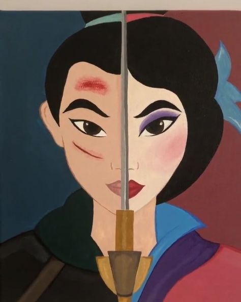 Mulan Paintings Easy, Real Pocahontas, Paintings Easy, Princesses Disney, Mulan Disney, Funny Paintings, Canvas Drawing, Cool Pencil Drawings, Cute Canvas Paintings