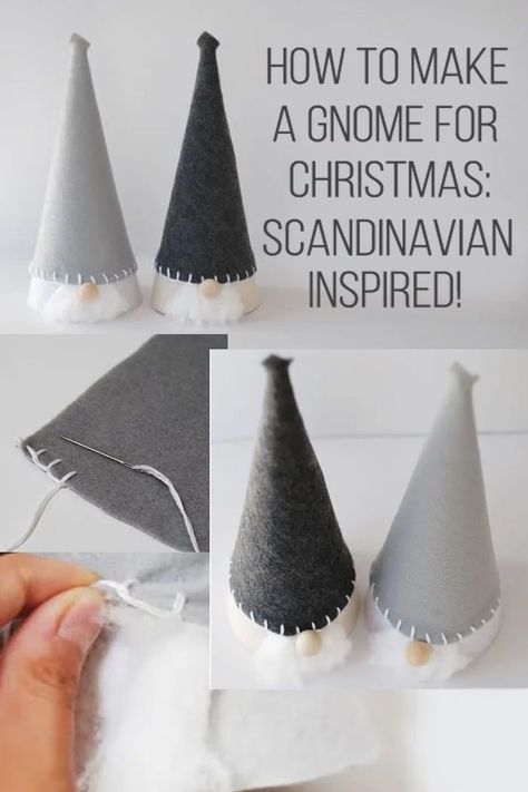 I love Nordic inspired crafts – including these delightful Christmas gnomes! They are very easy to make with paper cones and felt. Felt Gnomes, Gnome For Christmas, Christmas Scandinavian, Hello Holiday, Christmas Crafts For Adults, Christmas Decorations For Kids, Diy Crafts For Adults, Gnomes Diy, Paper Cones