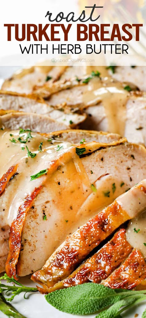 Reheating Turkey Breast In Oven, Turkey Recipes With Butter Under Skin, Turkey Breast In A Roaster Oven, Herbed Butter Turkey, Turkey Breast With Ribs Recipe, Herbed Turkey Breast, Roasted Bone In Turkey Breast, Turkey With Butter Under Skin, Turkey Boneless Breast Recipes