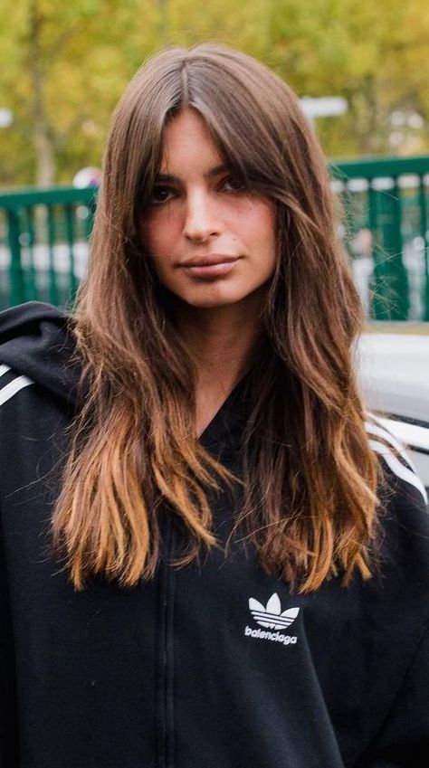 Curtain Bangs Kendall Jenner, Fringe With Long Hair Straight, Emily Ratajkowski Hair Curtain Bangs, Emrata Hair Color, Emrata Short Hair, Emily Ratajkowski Hair Bangs, Messy French Hair, Emily Ratajkowski Hair Color, Side Bangs Fine Hair