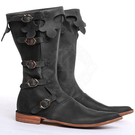 Retro Vintage Medieval Renaissance Knee High Boots Turn Shoes Pirate Viking Vikings Ranger Elven Valhalla Men's Halloween Carnival Performance Masquerade Shoes 2024 - AU $60.19