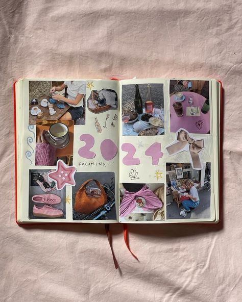 ins & outs for 2024 🪩 what are yours? | Instagram Bulletin Journal Ideas, Desain Editorial, Memory Journal, Scrapbook Book, Art Journal Therapy, Diary Ideas, Journal Aesthetic, Bullet Journal Inspo, December 31