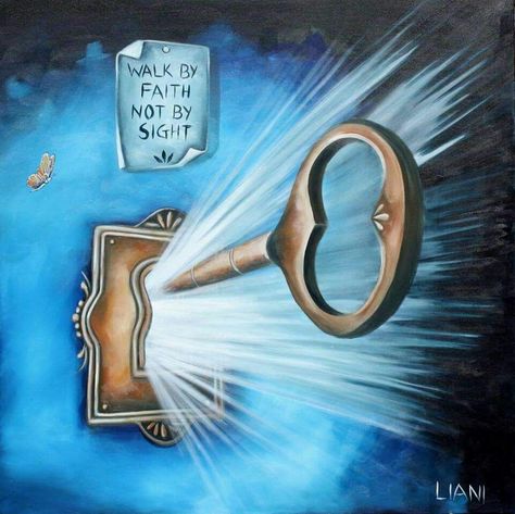 Key bursting open key hole, quote, walk by faith not by sight. Prophetic Art. Prophetic Art Worship, Vertrouw Op God, Prophetic Painting, By Faith Not By Sight, Course In Miracles, Bible Illustrations, A Course In Miracles, Prophetic Art, Biblical Art