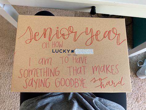 how i’m saving all of my memories from senior year. old shoe box + markers makes for the sweetest keepsake. wish i had done this all four years of high school! #senioryear #memories #memorybox #diymemorybox Senior Year Checklist, Cheerleading Signs, Senior Year Scrapbook, School Memories Scrapbook, Senior Year Things, Senior Year Fun, Senior Year Pictures, High School Memories, School Boxes