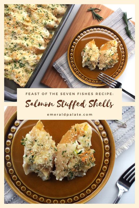 Salmon Stuffed Shells, Stuffed Shell Pasta, Seafood Stuffed Shells Recipe, Pasta With Smoked Salmon, Smoked Salmon Pasta Recipes, Salmon Stuffed, Smoked Salmon Recipe, Seafood Stuffed Shells, Alfredo Stuffed Shells