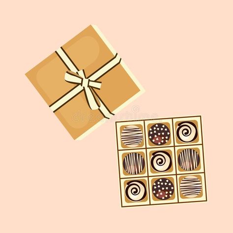 Box Of Chocolates Illustration, Chocolate Box Illustration, Sweets Art, College Project, Instagram Story App, College Projects, Kawaii Dessert, Box Brownies, Chocolate Roses