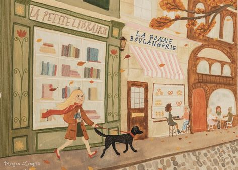 Long Illustration, Morgan Long, Artist Prints, Shakespeare And Company, Travel Sketchbook, Paris City, Picture Book, Paper Art, Book Lovers