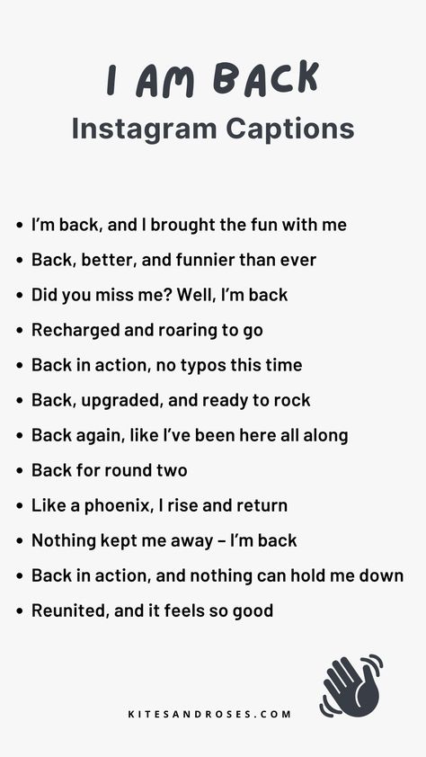 Comeback Captions For Instagram, Instagram Comeback Captions, Captions For Comeback, I’m Back Captions, Excited Captions, Im Back Instagram Captions, Comeback Captions Instagram, Late Upload Captions, Comeback Captions