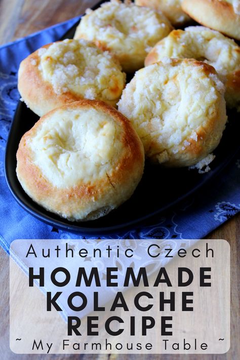 Authentic Czech Homemade Kolache Recipe - My Farmhouse Table Kolache Dough Recipe, Kolache Dough, Kolache Recipe Czech, Kolache Recipe, Czech Recipes, Polish Recipes, European Food, Copycat Recipe, Breakfast Breads