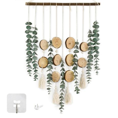 PRICES MAY VARY. Elegant Simple Wall Decor:You will get 1 sets of artificial eucalyptus leaf wall decor，which designed with green eucalyptus leaves, wooden chips,beads and beige fringe.You can decorate the blank wall of your bathroom, living room, kitchen, restroom, nursery room, office and so on, adding some rustic and natural touches to your places Material and Size: The hanging realistic artificial eucalyptus leaves are made of high quality plastic,never wither and always keep green.The rod l Eucalyptus Wall Hanging Diy, Hanging Eucalyptus Decor, Dried Eucalyptus Wall Hanging, Eucalyptus And Lavender Wall Hanging, Boho Plant Decor, Boho Wall Collage Macreme Art Plants, Boho Farmhouse Decor, Beach Shower, Simple Wall Decor