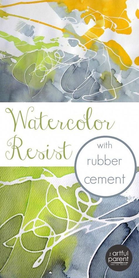 Create unique and trendy abstract art using the watercolor resist technique with rubber cement. #diy #walldecor #”abstractartpaintingstechniques” Watercolor Resist, Rubber Cement, Watercolor Projects, Soyut Sanat Tabloları, Watercolor Painting Techniques, Camping Art, Painting Lessons, Art Instructions, Watercolour Tutorials