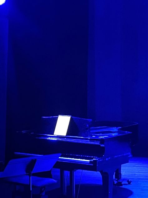 A piano in my music school #piano #pianoaesthetic #aestheticphoto #aesthetic #photography #purpleaesthetic #wallpaperaesthetic Blue Piano Aesthetic, Dark Blue Music Aesthetic, Blue Music Aesthetic, Blue Piano, Champagne Room, Blue Music, I Am Blue, Living Statue, A Streetcar Named Desire