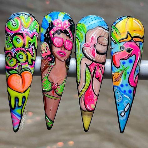 Nail Competition, Nail Summer, Pop Art Nails, Candy Nails, Nail Art Videos, Art Nails, Rock Painting Art, Art Video, Painted Rocks