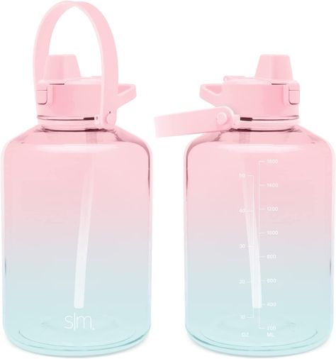 Simple Modern Half Gallon 64 oz Water Bottle with Push Button Silicone Straw Lid & Motivational Measurement Marker | Large Reusable Tritan Plastic Water Jug | Summit Collection | Sweet Taffy Half Gallon Water Bottle, Gallon Water Bottle, Motivational Water Bottle, Taffy, Water Jug, Sport Water Bottle, Push Button, Reusable Water Bottle, Bpa Free