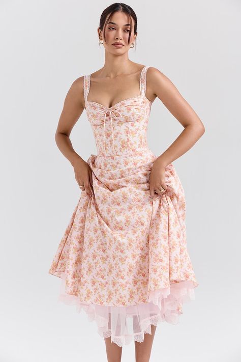 Cute Classy Dresses, Bustier Sundress, Leather Midi Dress, Tulle Midi Dress, Feminine Luxury, Floral Skirts, Classy Dresses, Bandage Dress Bodycon, Poppy Print