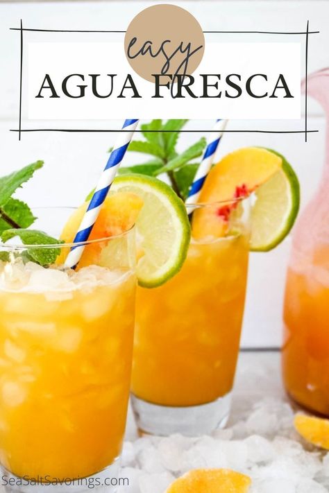 Peach Agua Fresca, Warm Winter Drinks, Agua Fresca Recipe, Pineapple Drink, Lox And Bagels, Pineapple Mint, Pancake Bites, Pineapple Drinks, Mexican Drinks