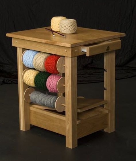 DIY Ideas and Projects of Household Yarn Holders | www.FabArtDIY.com Diy Yarn Holder, Crochet Yarn Holder, Yarn Winders, Yarn Organization, Yarn Holder, Yarn Storage, Crochet Table, Crochet Tools, Spinning Yarn