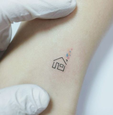 Childhood Home Tattoo, House Tattoo Simple, Small House Tattoo, Humble Tattoo, Hannah Tattoo, Ant Tattoo, Stag Tattoo, Sibling Tattoos, Cute Tiny Tattoos