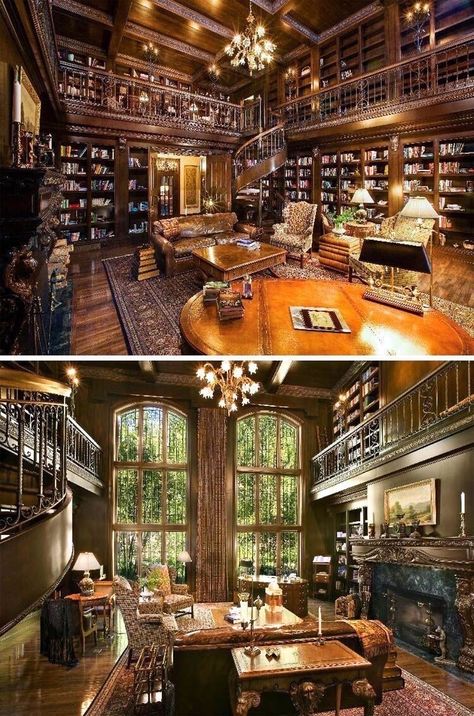 Bookshelf Diy, Casa Hobbit, Dream Library, Beautiful Library, Studying Library, Library Room, Home Library Design, Home Libraries, Inside And Outside