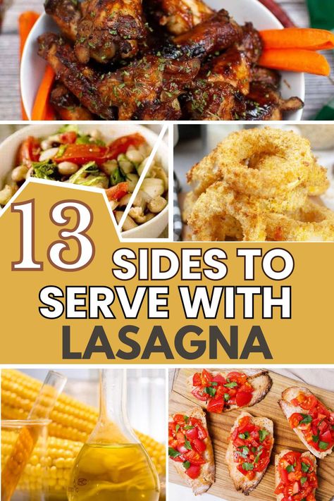 Are you wondering what goes well with Lasagna? Here is a list of some of my favorite sides for lasagna that are easy to make. Lasagna Side Dishes Ideas Dinners.Lasagna Side Dishes.Italian Side Dishes.Side Dishes.Lasagna Side Dishes.Lasagna Sides Best Bread To Serve With Lasagna, Lasagna Appetizer Appetizers, Lasagna With Salad, Lasagna Ideas Dinners, Lasagna Dinner Menu Ideas, Appetizers To Go With Lasagna, What Goes Well With Lasagna, Lasagna Menu For Party, Italian Side Dishes For Lasagna