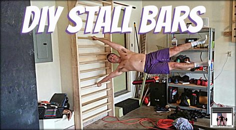 DIY Stall Bars | Garage Gym Reviews Climbing Pegboard, Mens Exercise, Clown House, Weightlifting Platform, Stall Bars, Basement Gym Ideas, Gym Space, Adult Playground, Squat Stands