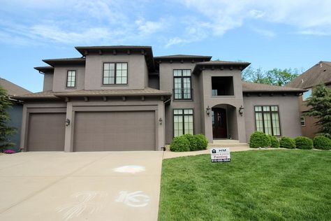 Gray home ☑️👽 Body: Mink SW 6004 Trim: Folkstone SW 6005 1: after 2: before #exterior #exteriorpainting #hmpaintingkc #hmpainting #housepainters #kansascityhousepainters Sw Mink, Exterior Painting, Home Body, House Roof, Exterior Trim, Roof Shingles, Little Houses, Sherwin Williams, Exterior Paint