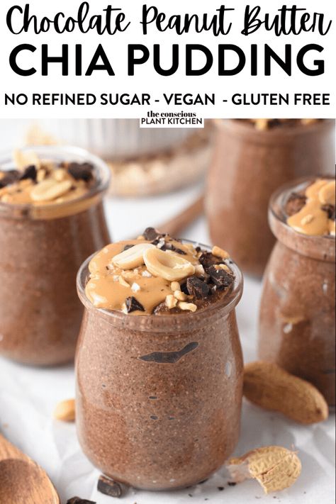 Chocolate Peanut Butter Chia Pudding Chocolate Peanut Butter Chia Pudding, Protein Chia Seed Pudding, Oat Carrot Cake, Peanut Butter Chia Pudding, Chocolate Chia Pudding Recipes, Chia Pudding Recipes Healthy, Chia Pudding Breakfast, Banana Chia Pudding, Healthy Pudding