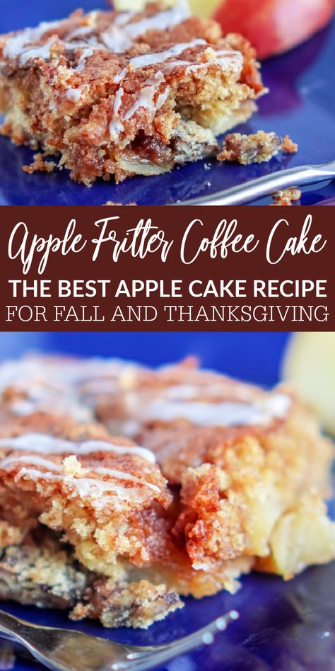 Apple Fritter Bake, Fall Breakfast Baking, Apple Brunch Ideas, Apple Sauce Coffee Cake Recipes, Thanksgiving Coffee Cake, Apple Fritter Coffee Cake, Apple Fritter Casserole Recipe, Apple Fritter Cake Recipe Easy, Homemade Cinnamon Apple Cake