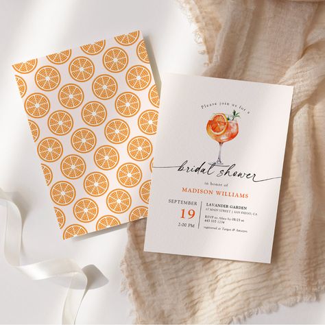 Spritz Shower Theme, Aperol Spritz Bridal Shower Invitation, Bridal Shower Aperol Spritz, Aperol Spritz Bridal Shower Theme Decor, Aperol Spritz Themed Bridal Shower Ideas, Aperol Bridal Shower Theme, Thats Amore Bridal Shower Theme, Orange Bridal Shower Ideas, Spritz Bridal Shower Theme